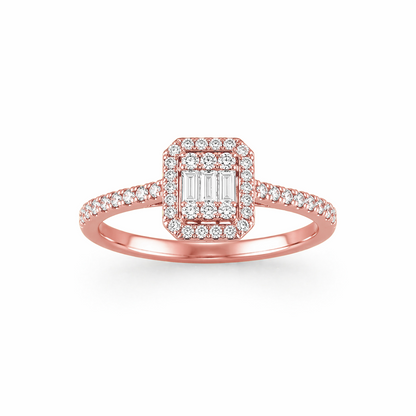Baguette Cut Engagement Ring in 18K Gold, Lab-Grown Diamond