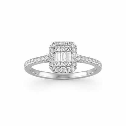 Baguette Cut Engagement Ring in 18K Gold, Lab-Grown Diamond