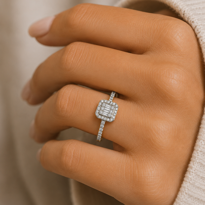 Emerald Cut Classic Engagement Ring in 18K Gold, Lab-Grown Diamond