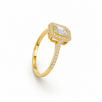 Baguette Cut Engagement Ring in 18K Gold, Lab-Grown Diamond