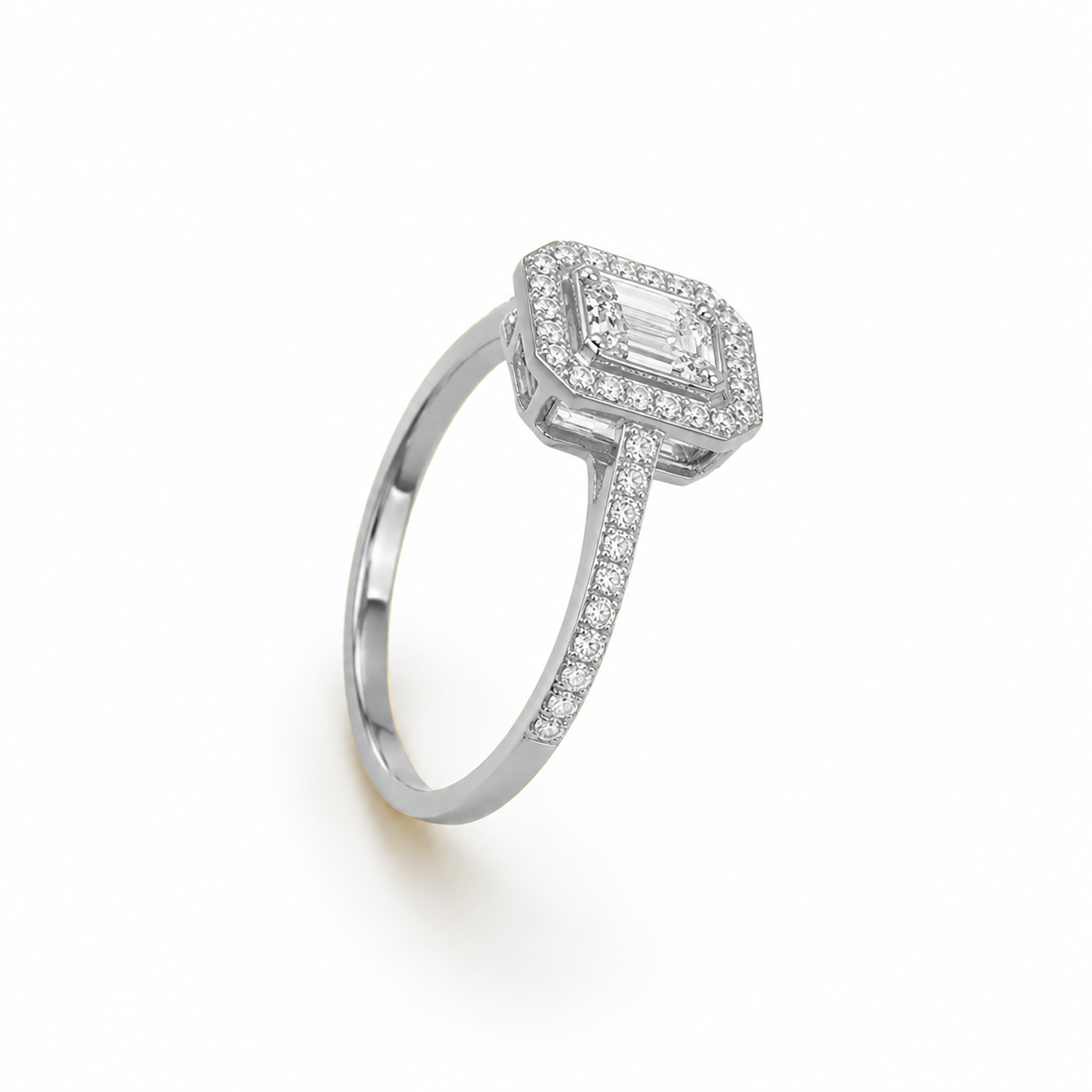 Emerald Cut Classic Engagement Ring in 18K Gold, Lab-Grown Diamond