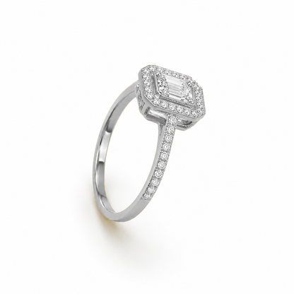Emerald Cut Classic Engagement Ring in 18K Gold, Lab-Grown Diamond
