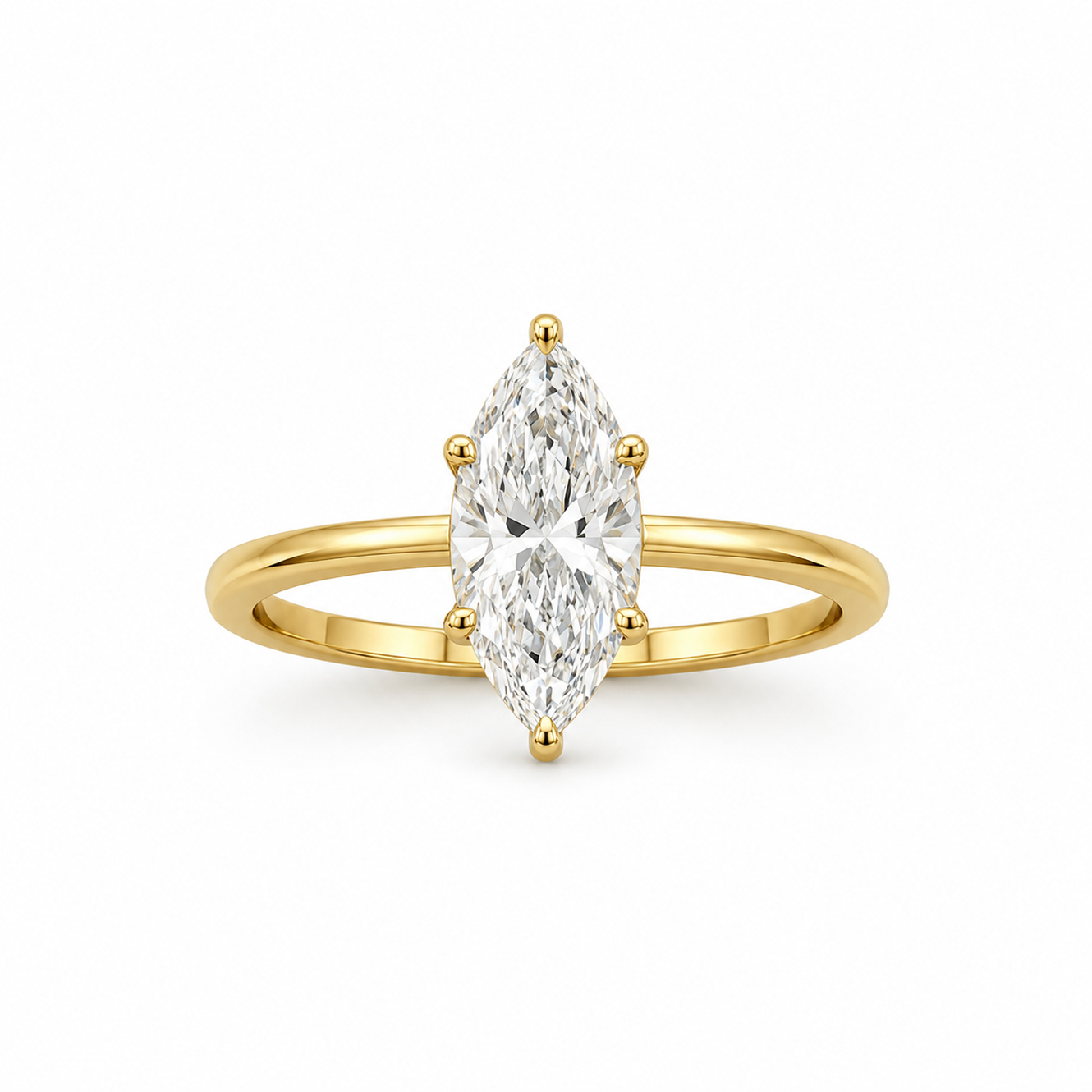 Marquise Cut Engagement Ring in 18K Gold, Lab-Grown Diamond