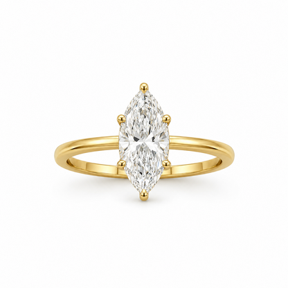 Marquise Cut Engagement Ring in 18K Gold, Lab-Grown Diamond