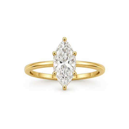 Marquise Cut Engagement Ring in 18K Gold, Lab-Grown Diamond