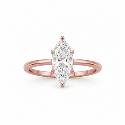 Marquise Cut Engagement Ring in 18K Gold, Lab-Grown Diamond