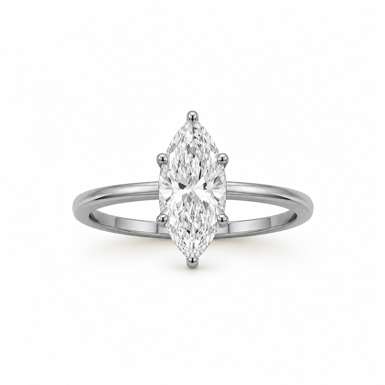 Marquise Cut Engagement Ring in 18K Gold, Lab-Grown Diamond