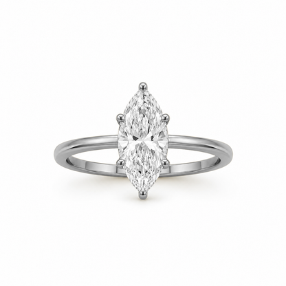 Marquise Cut Engagement Ring in 18K Gold, Lab-Grown Diamond