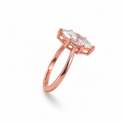 Marquise Cut Engagement Ring in 18K Gold, Lab-Grown Diamond