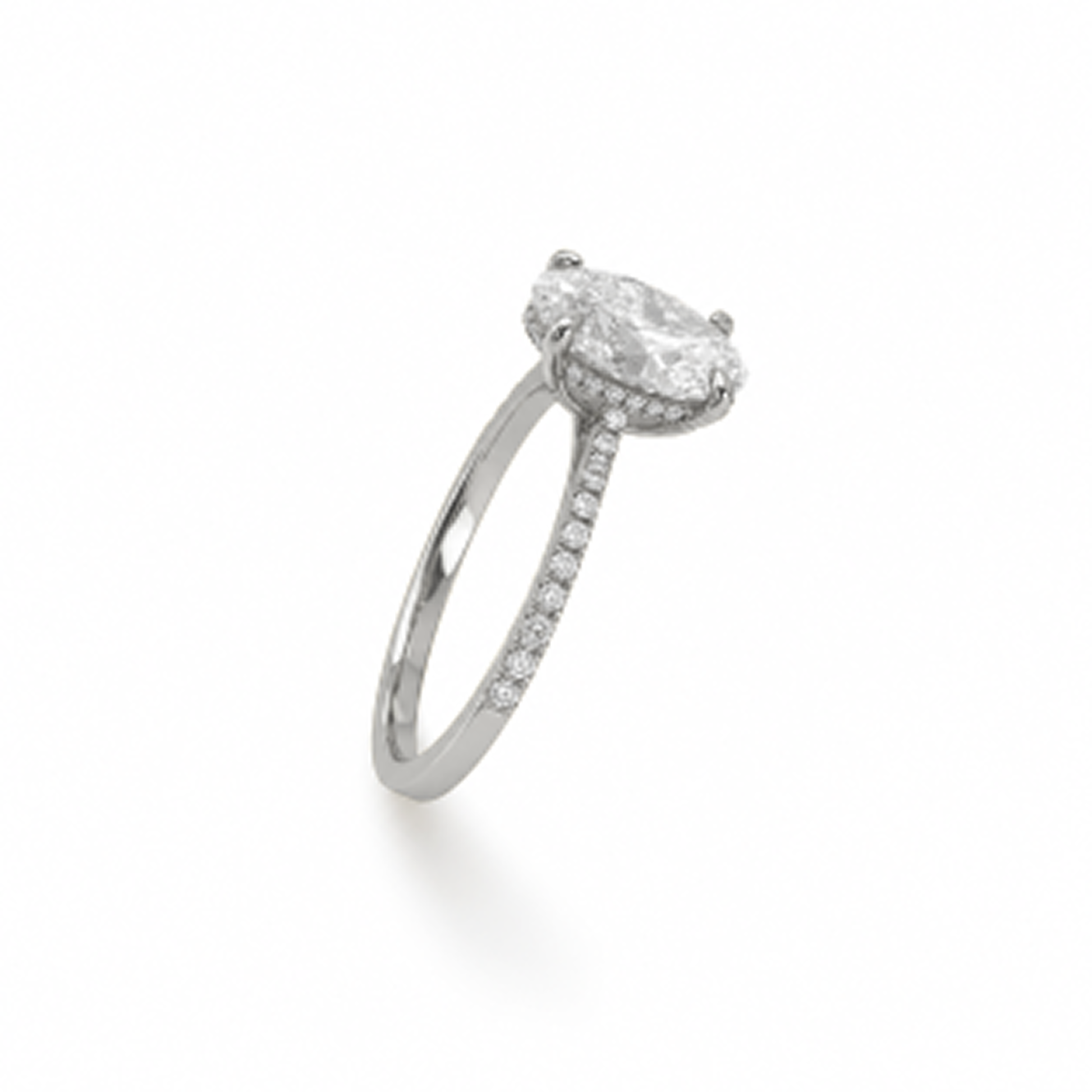 Oval Cut Hidden Halo Engagement Ring in 18K Gold, Lab-Grown Diamond