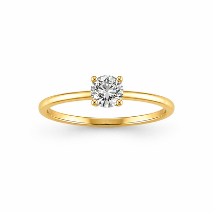 Round Cut Prong-Set Engagement Ring in 18K Gold, Lab-Grown Diamond