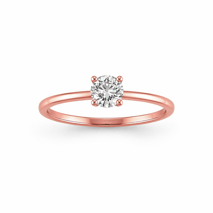 Round Cut Prong-Set Engagement Ring in 18K Gold, Lab-Grown Diamond