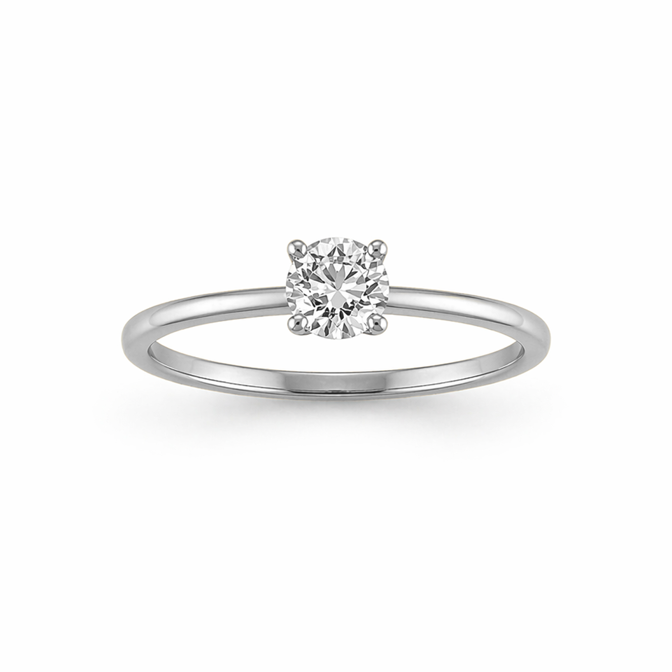 Round Cut Prong-Set Engagement Ring in 18K Gold, Lab-Grown Diamond