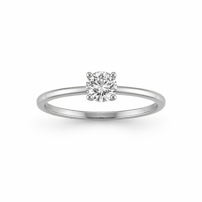 Round Cut Prong-Set Engagement Ring in 18K Gold, Lab-Grown Diamond