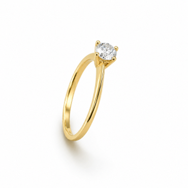 Round Cut Prong-Set Engagement Ring in 18K Gold, Lab-Grown Diamond