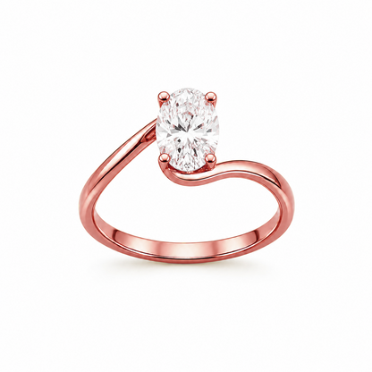 Oval Twist Solitaire Engagement Ring in 18K Gold, Lab-Grown Diamond