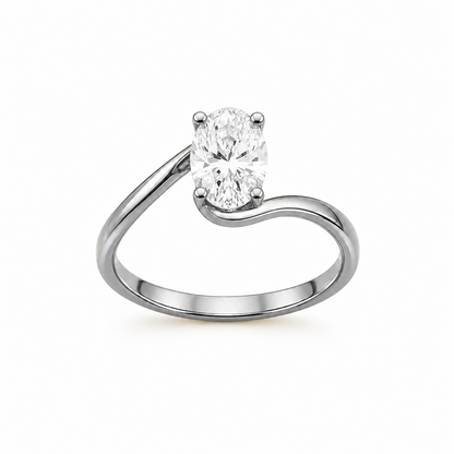 Oval Twist Solitaire Engagement Ring in 18K Gold, Lab-Grown Diamond