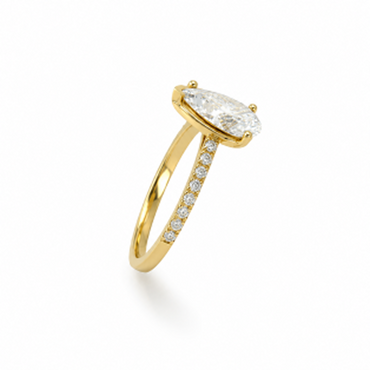 Pear Cut Classic Engagement Ring in 18K Gold, Lab-Grown Diamond