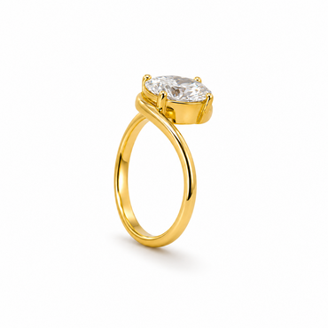 Oval Twist Solitaire Engagement Ring in 18K Gold, Lab-Grown Diamond
