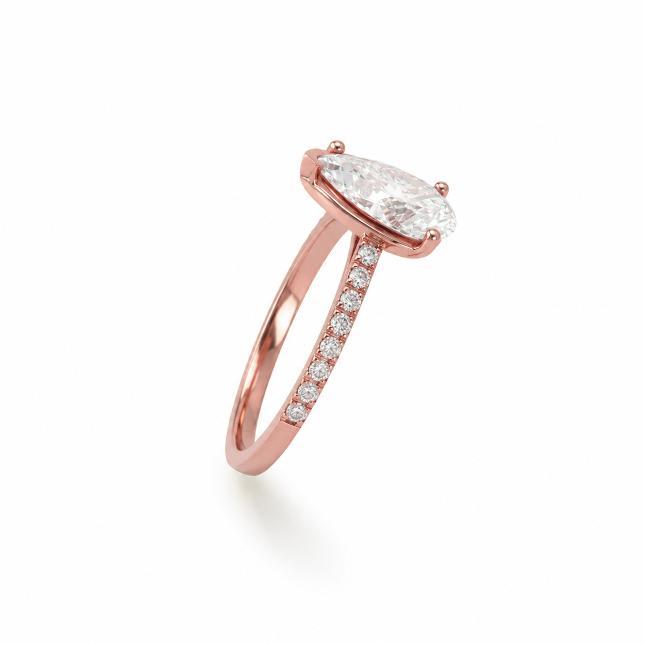 Pear Cut Classic Engagement Ring in 18K Gold, Lab-Grown Diamond