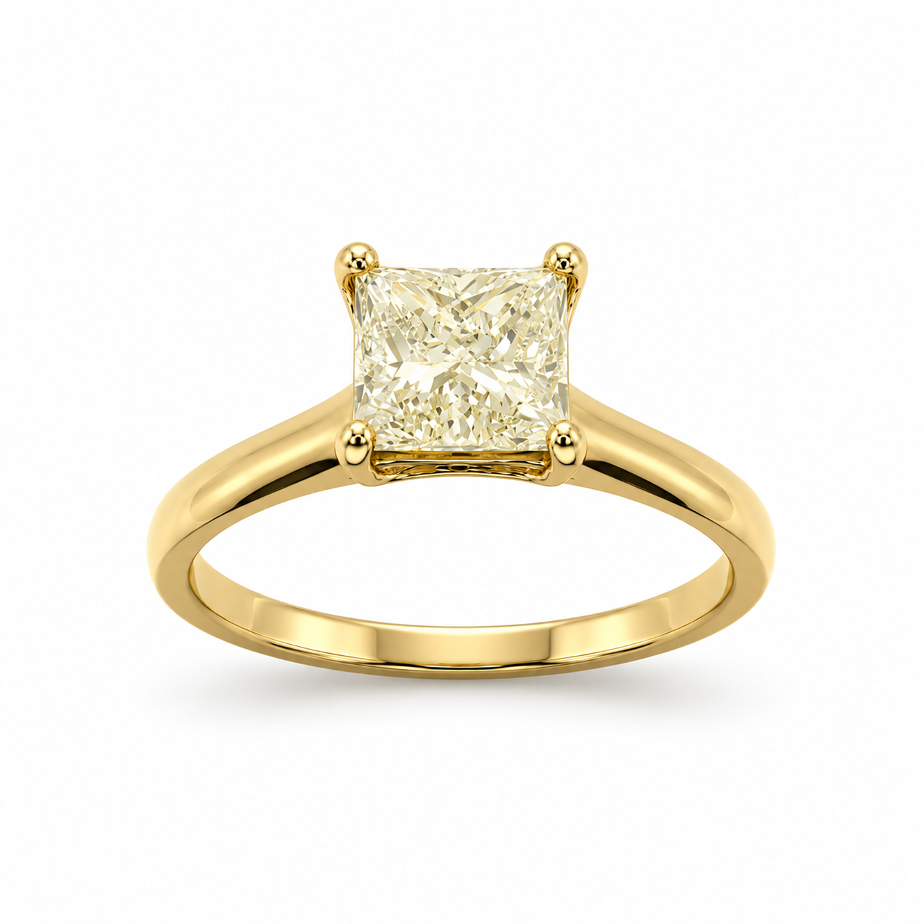 Princess Cut Engagement Ring in 18K Gold, Lab-Grown Diamond