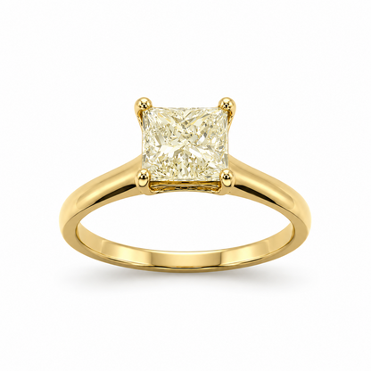 Princess Cut Engagement Ring in 18K Gold, Lab-Grown Diamond