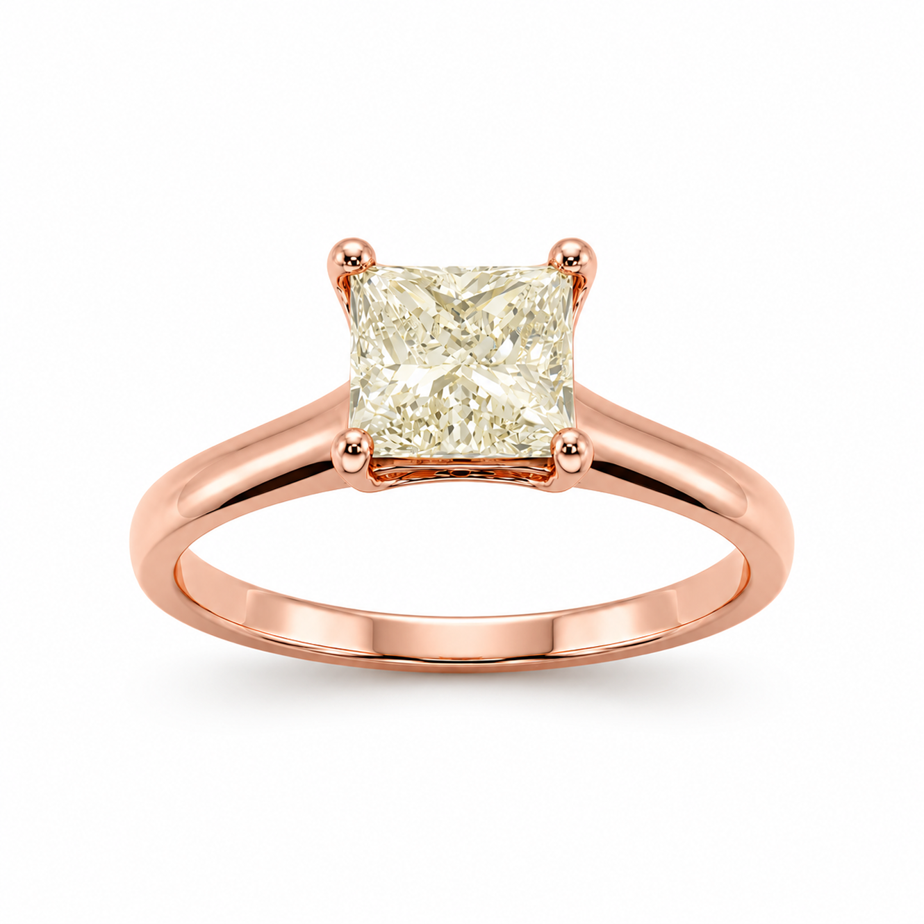 Princess Cut Engagement Ring in 18K Gold, Lab-Grown Diamond