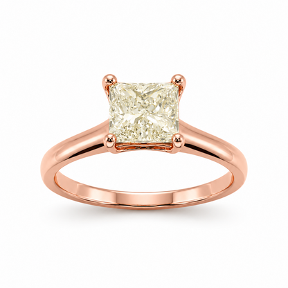 Princess Cut Engagement Ring in 18K Gold, Lab-Grown Diamond