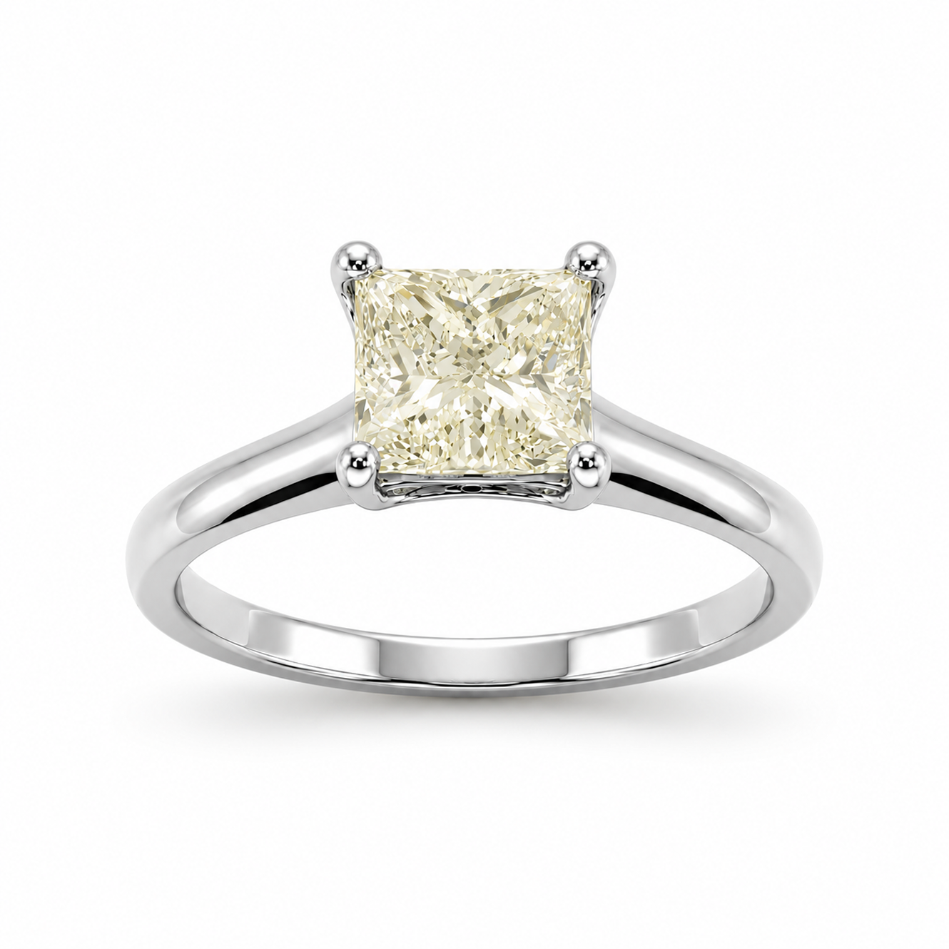 Princess Cut Engagement Ring in 18K Gold, Lab-Grown Diamond