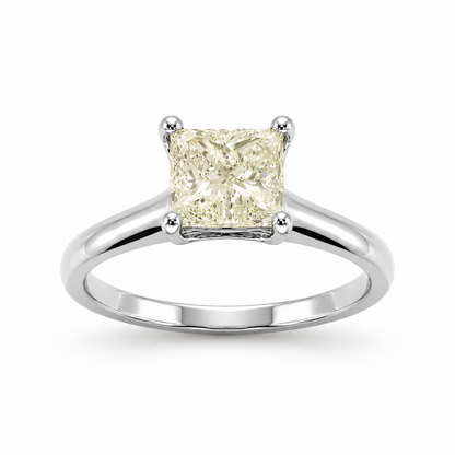 Princess Cut Engagement Ring in 18K Gold, Lab-Grown Diamond