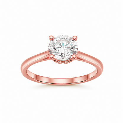 Four-Prong Round Cut Solitaire Engagement Ring in 18K Gold, Lab-Grown Diamond