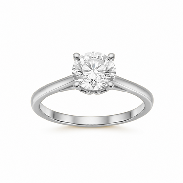 Four-Prong Round Cut Solitaire Engagement Ring in 18K Gold, Lab-Grown Diamond