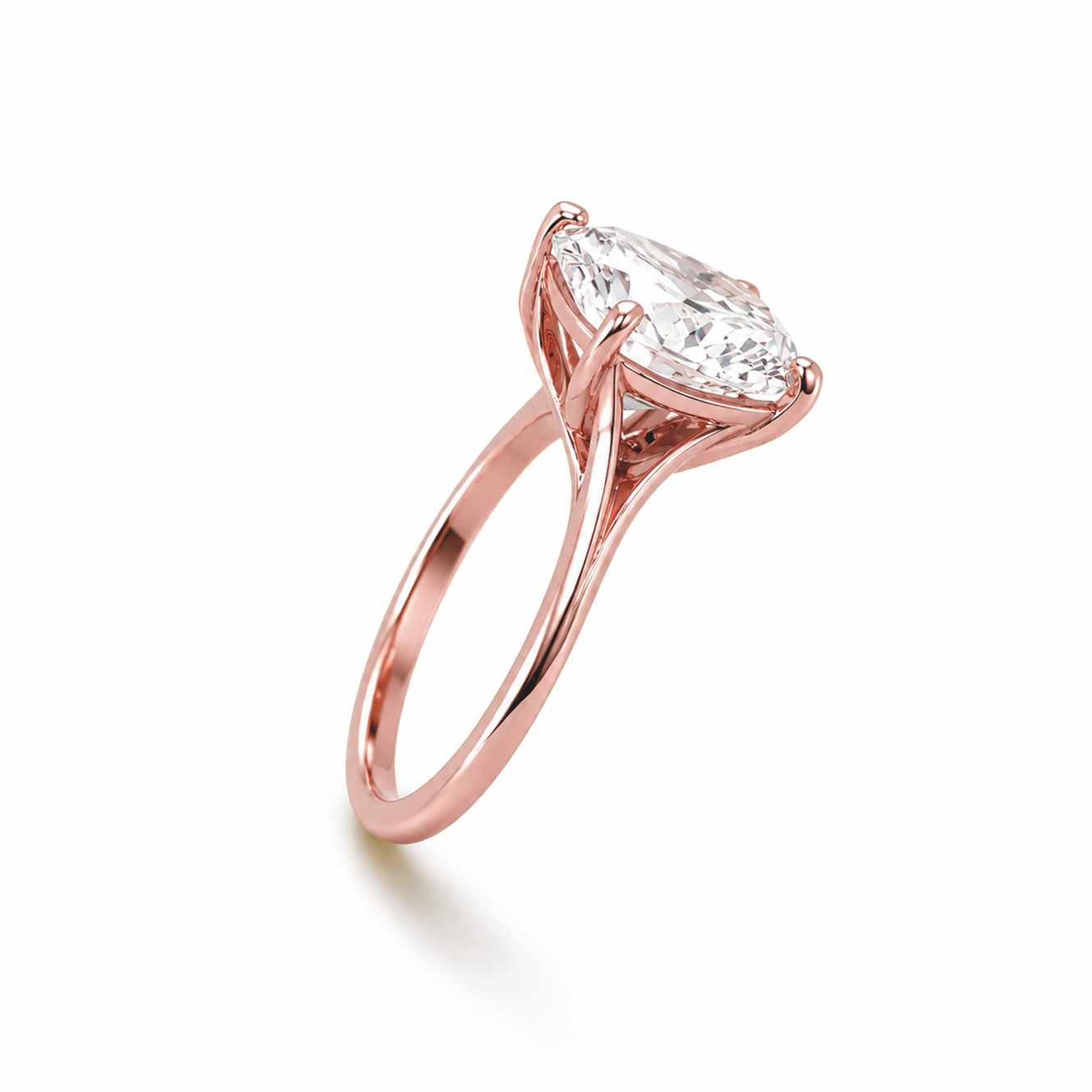 Four-Prong Round Cut Solitaire Engagement Ring in 18K Gold, Lab-Grown Diamond