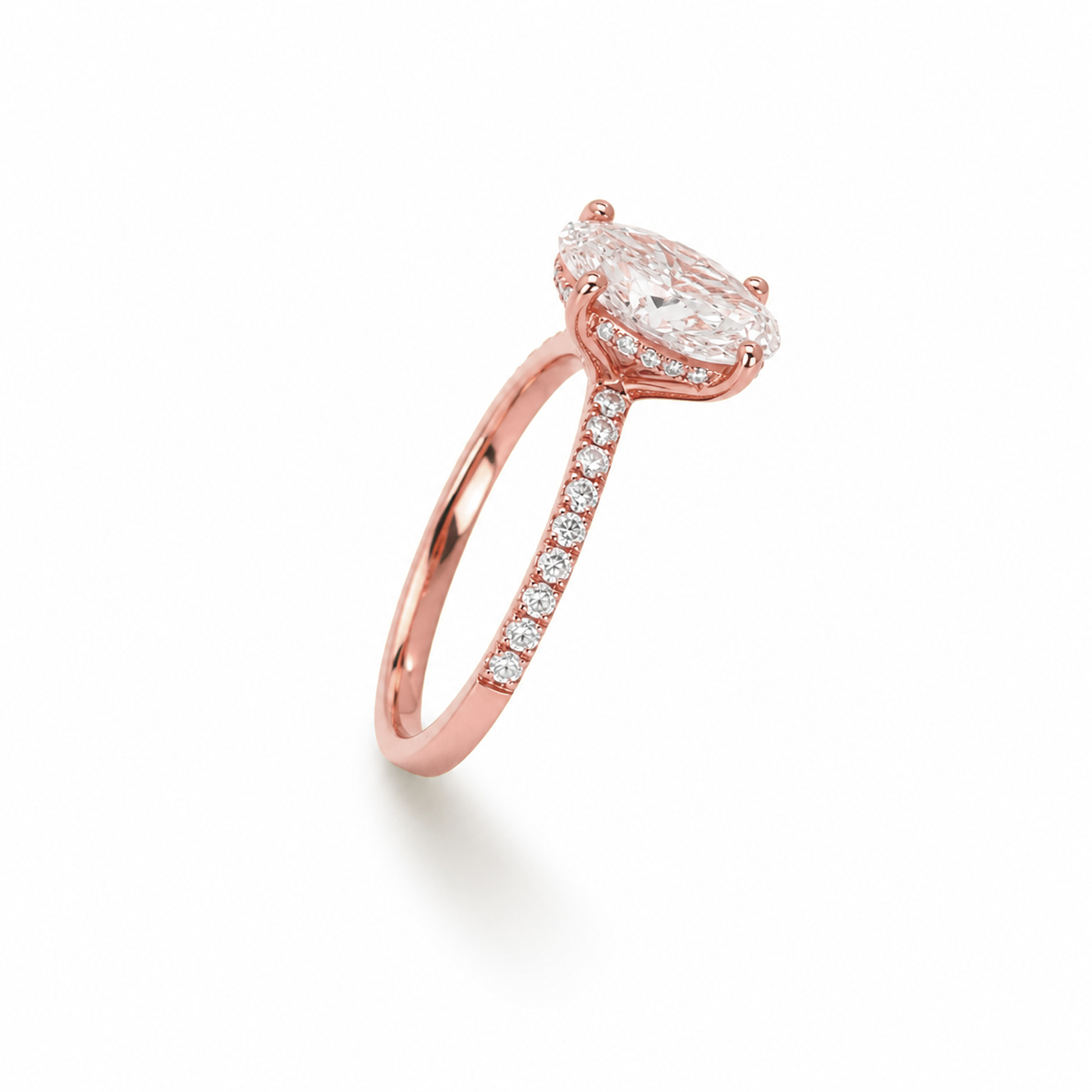 Oval Cut Prong-Set Engagement Ring in 18K Gold, Lab-Grown Diamond