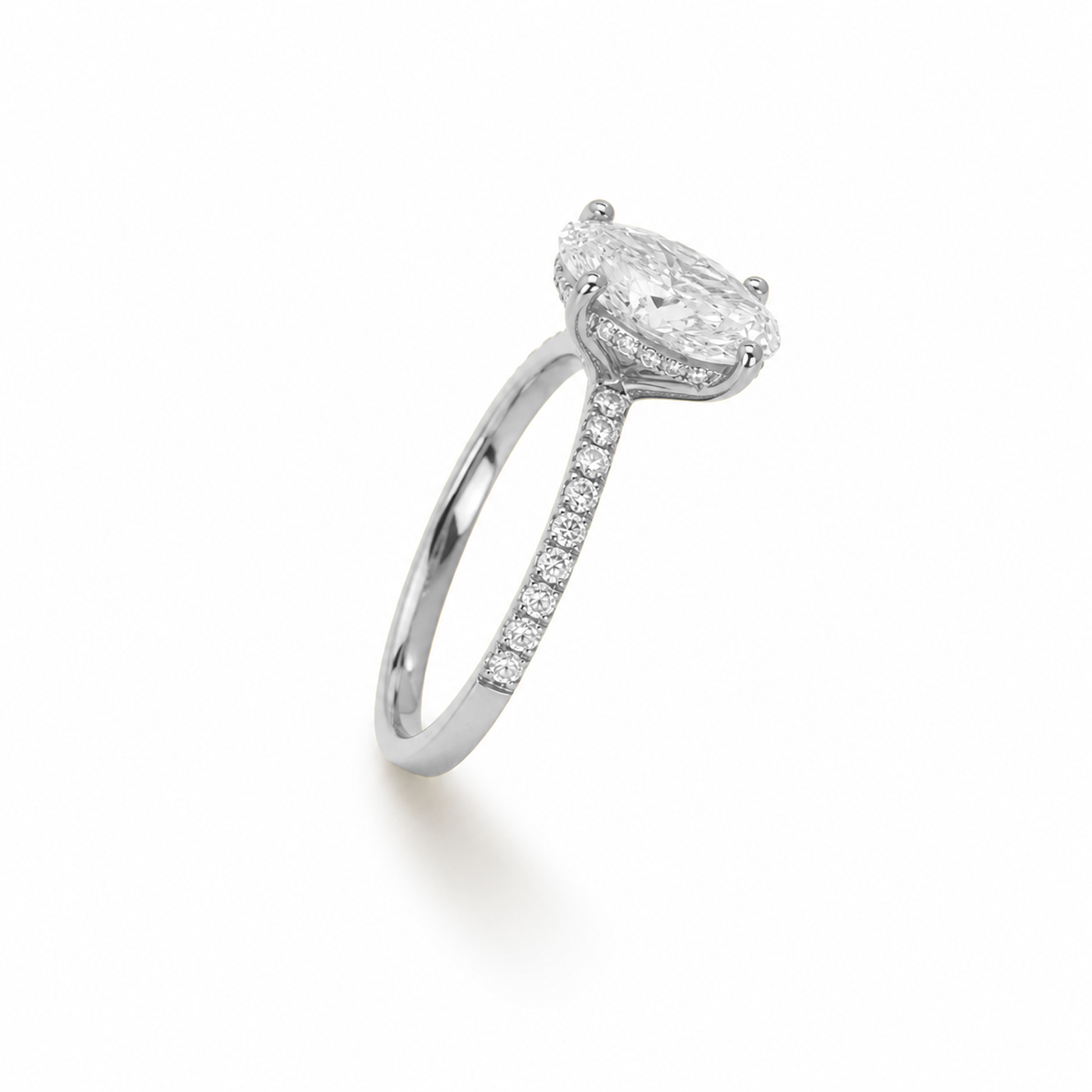 Oval Cut Prong-Set Engagement Ring in 18K Gold, Lab-Grown Diamond