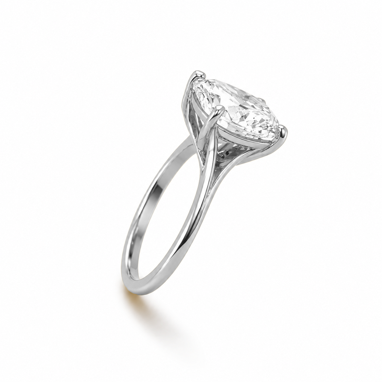 Four-Prong Round Cut Solitaire Engagement Ring in 18K Gold, Lab-Grown Diamond