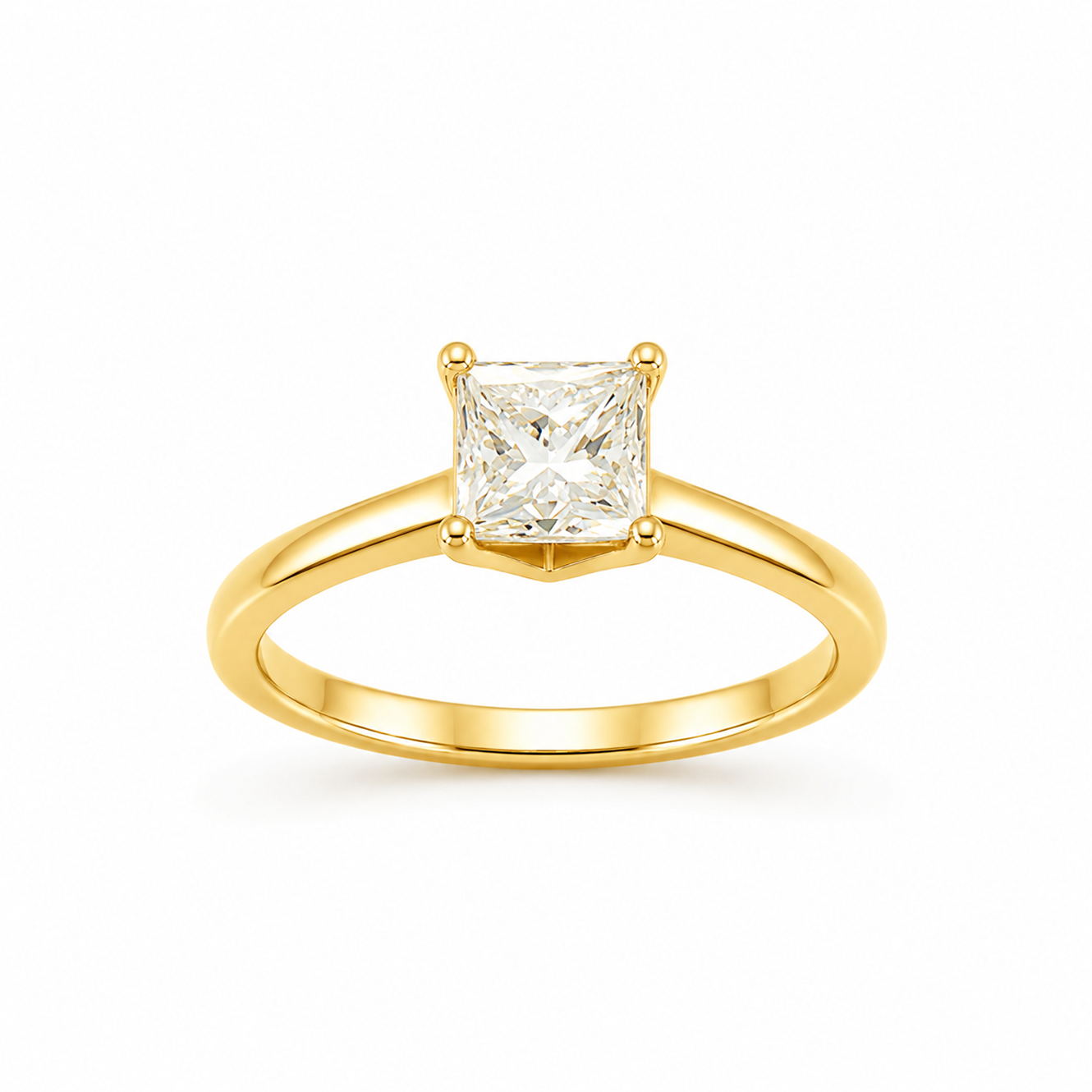 Princess Cut Engagement Ring in 18K Gold, Lab-Grown Diamond