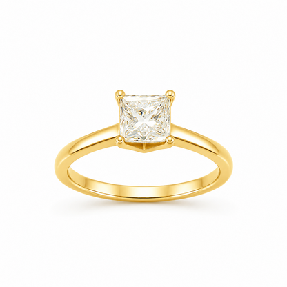 Princess Cut Engagement Ring in 18K Gold, Lab-Grown Diamond