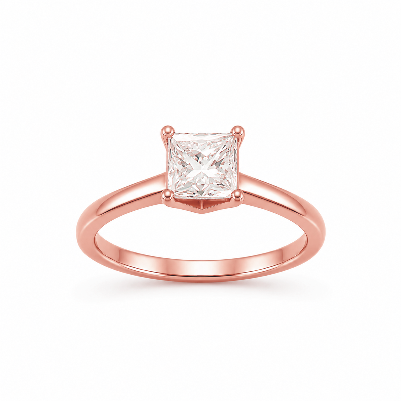 Princess Cut Engagement Ring in 18K Gold, Lab-Grown Diamond