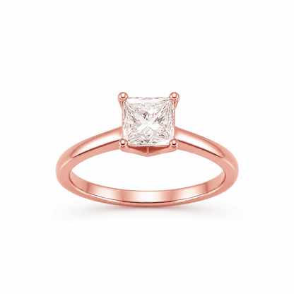 Princess Cut Engagement Ring in 18K Gold, Lab-Grown Diamond