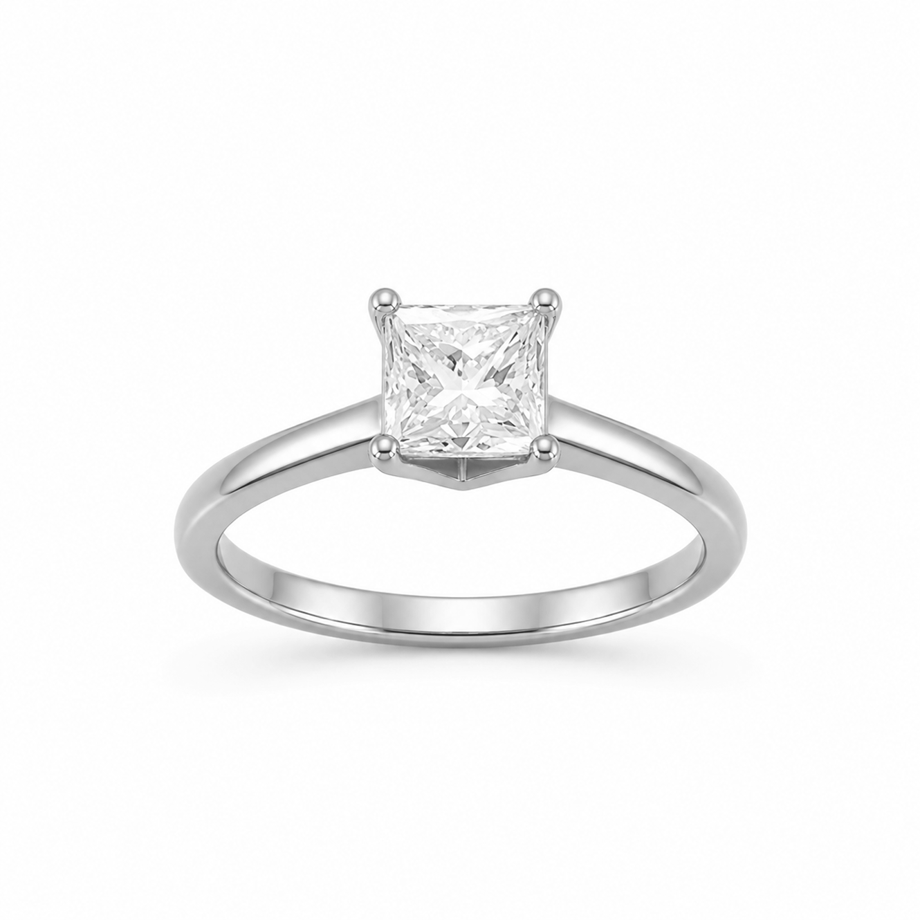 Princess Cut Engagement Ring in 18K Gold, Lab-Grown Diamond