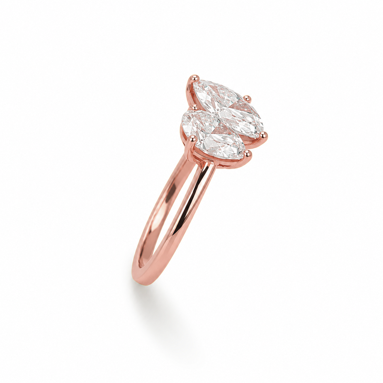 Pear & Marquise Cut Two-Stone Engagement Ring in 18K Gold, Lab-Grown Diamond