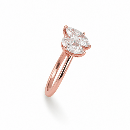Pear & Marquise Cut Two-Stone Engagement Ring in 18K Gold, Lab-Grown Diamond