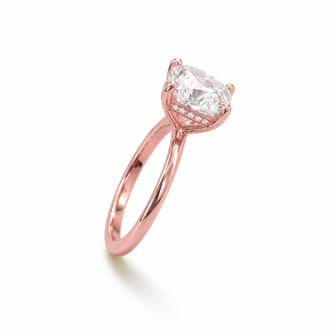 Princess Cut Engagement Ring in 18K Gold, Lab-Grown Diamond