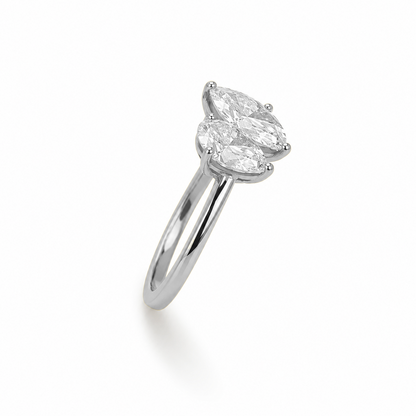 Pear & Marquise Cut Two-Stone Engagement Ring in 18K Gold, Lab-Grown Diamond