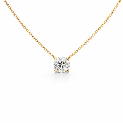 Round Brilliant Cut Solitaire Pendant Necklace in 18K Gold, Lab-Grown Diamond