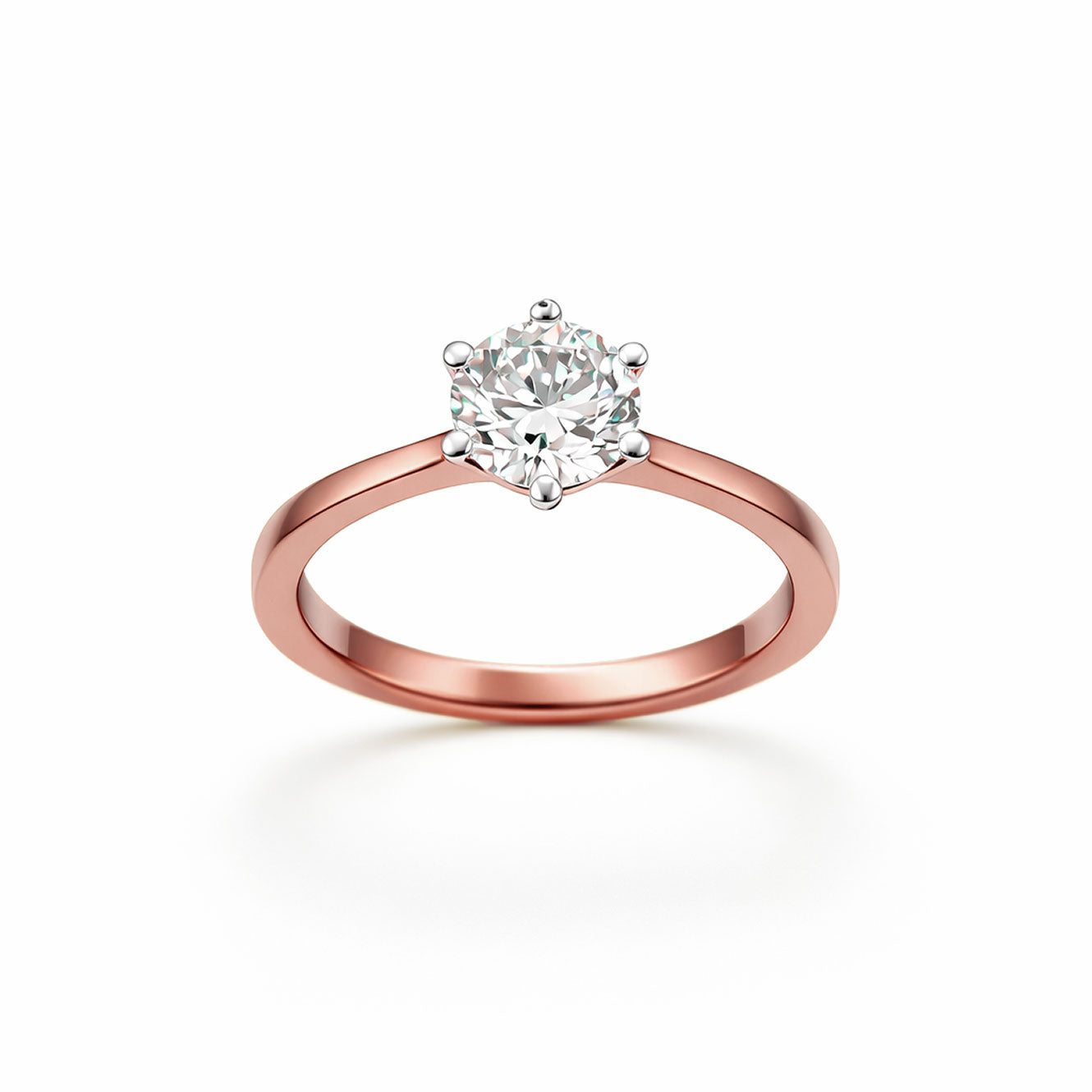Five-Prong Round Solitaire Engagement Ring in 18K Yellow Gold, Lab-Grown Diamond