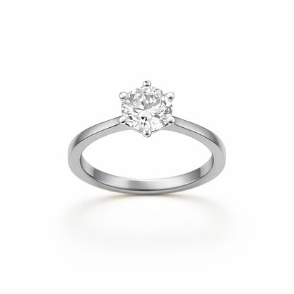 Five-Prong Round Solitaire Engagement Ring in 18K Yellow Gold, Lab-Grown Diamond